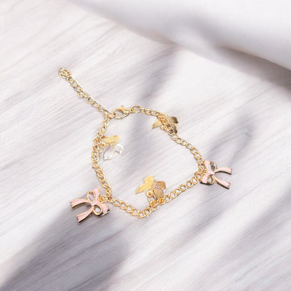 Butterflies bow pendant bracelet