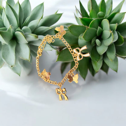 Butterflies bow pendant bracelet